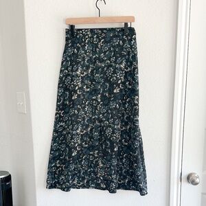 Halogen Floral Maxi Skirt Front Slit S